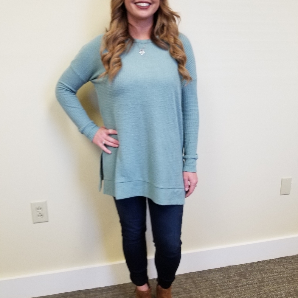 Thermal waffle sweater